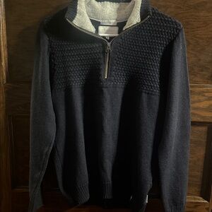 Peregrine Made in England Wool Half Zip Sweater – Textured Knit – Men’s